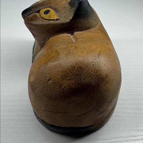 Vintage Hand-carved, Folk Art-style Wooden Cat Figurine - Picture 7 of 7